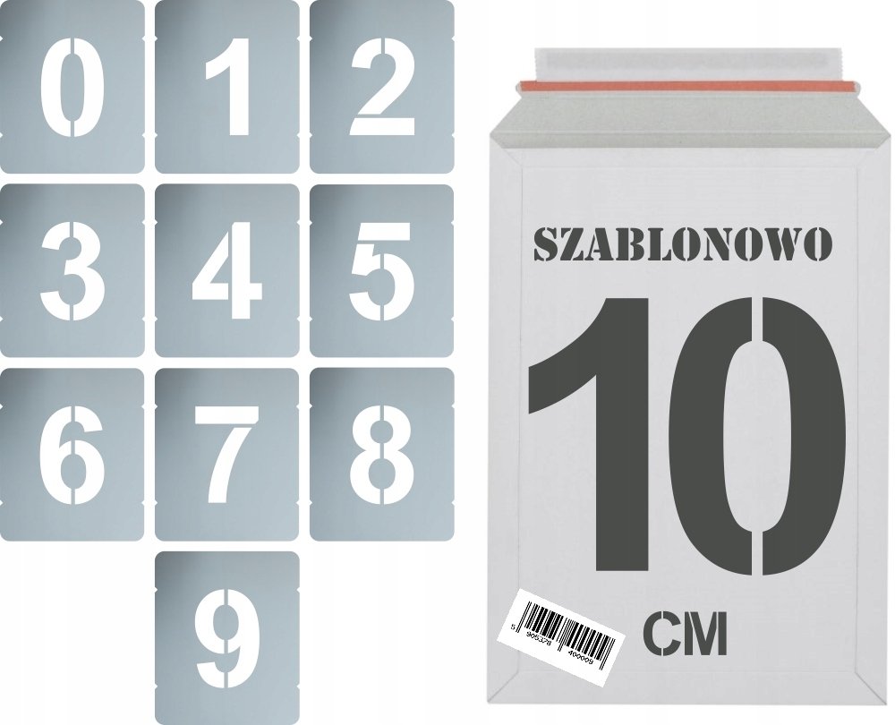 Szablony malarskie wielorazowe Cyfry 10cm zestaw 10szt.