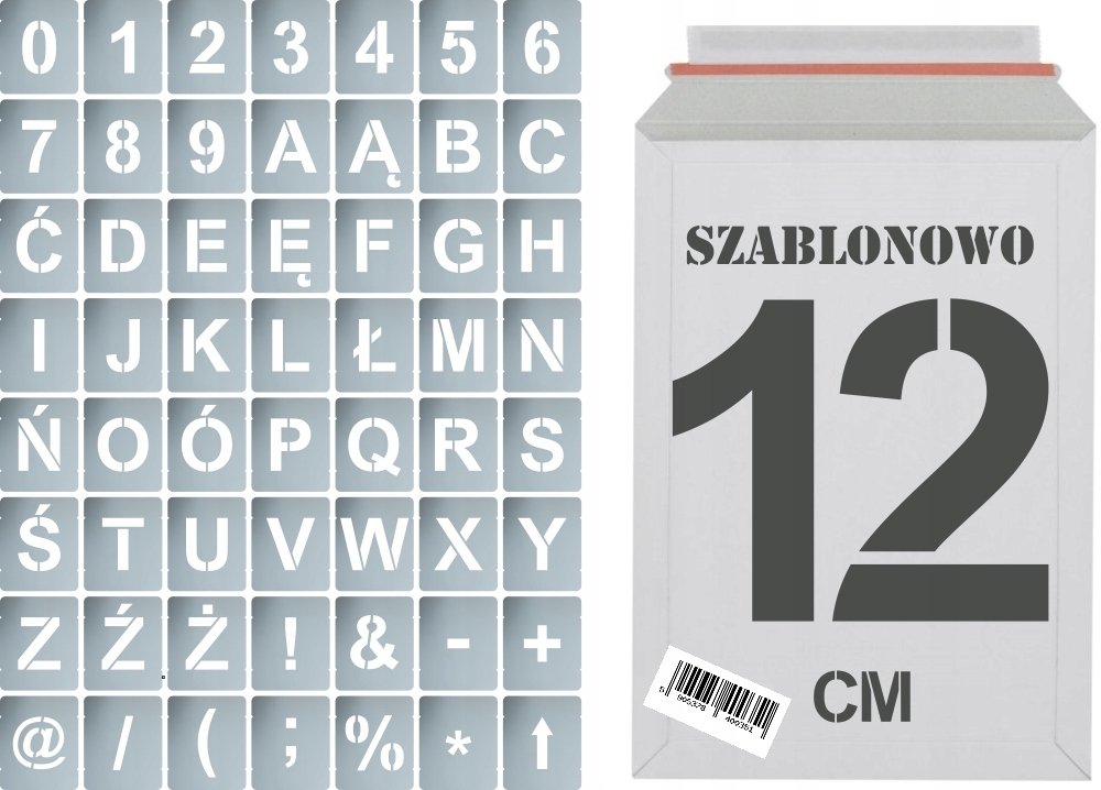 Szablony malarskie wielorazowe Litery i Cyfry 12cm, zestaw 56szt.