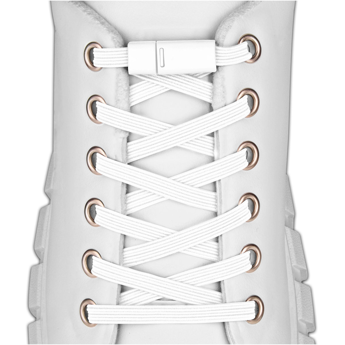 Elastyczne sznurówki do butów bez wiązania białe zapinki na magnes 100 cm