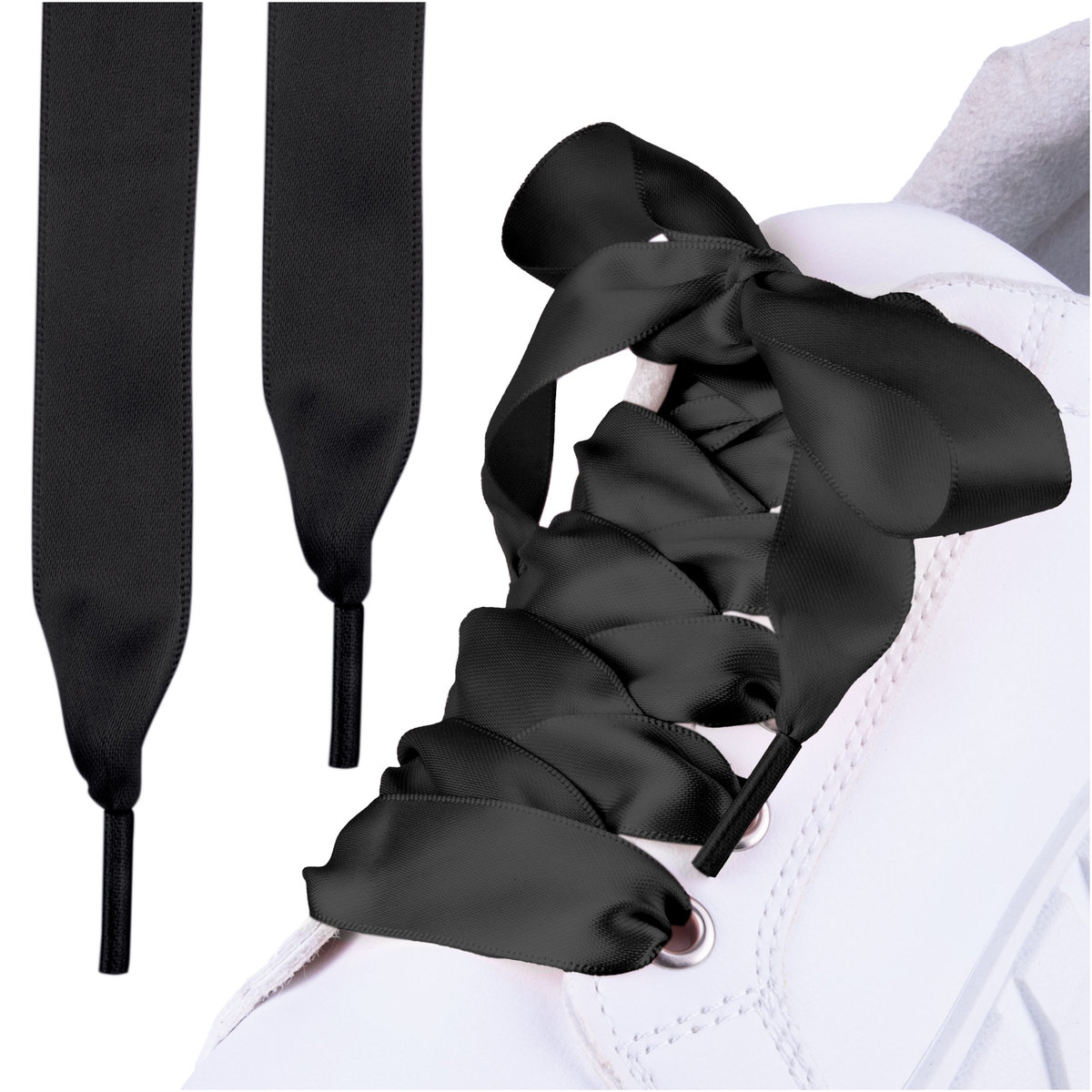 Sznurówki wstążki do butów obuwia płaskie sznurowadła czarne 90 cm SULPO