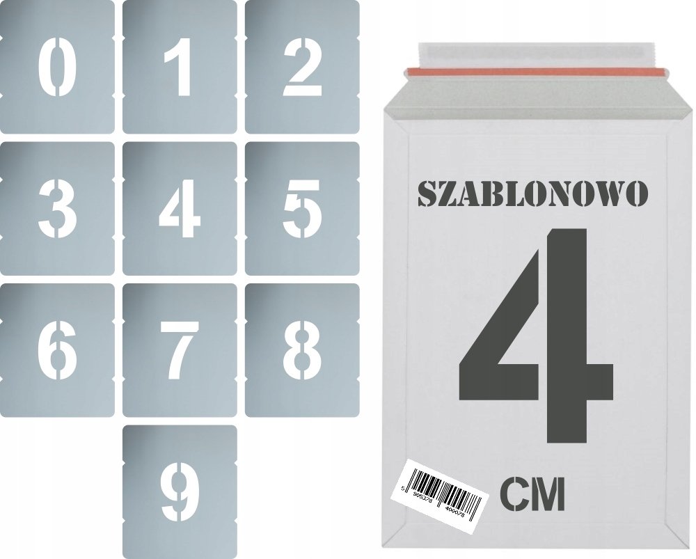 Szablony malarskie wielorazowe Cyfry 4cm zestaw 10szt.
