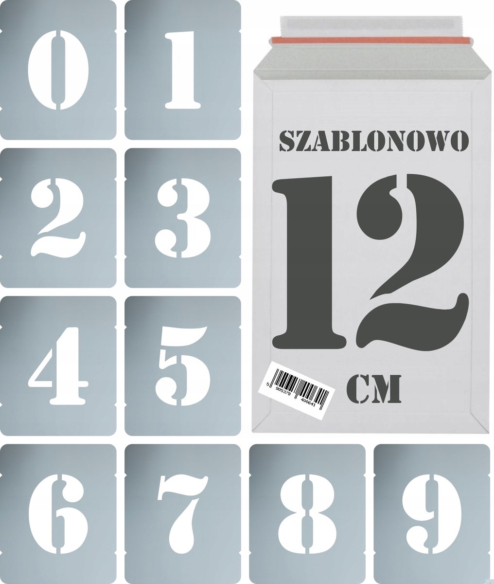 Szablony malarskie wielorazowe Cyfry 12 cm komplet 10szt.