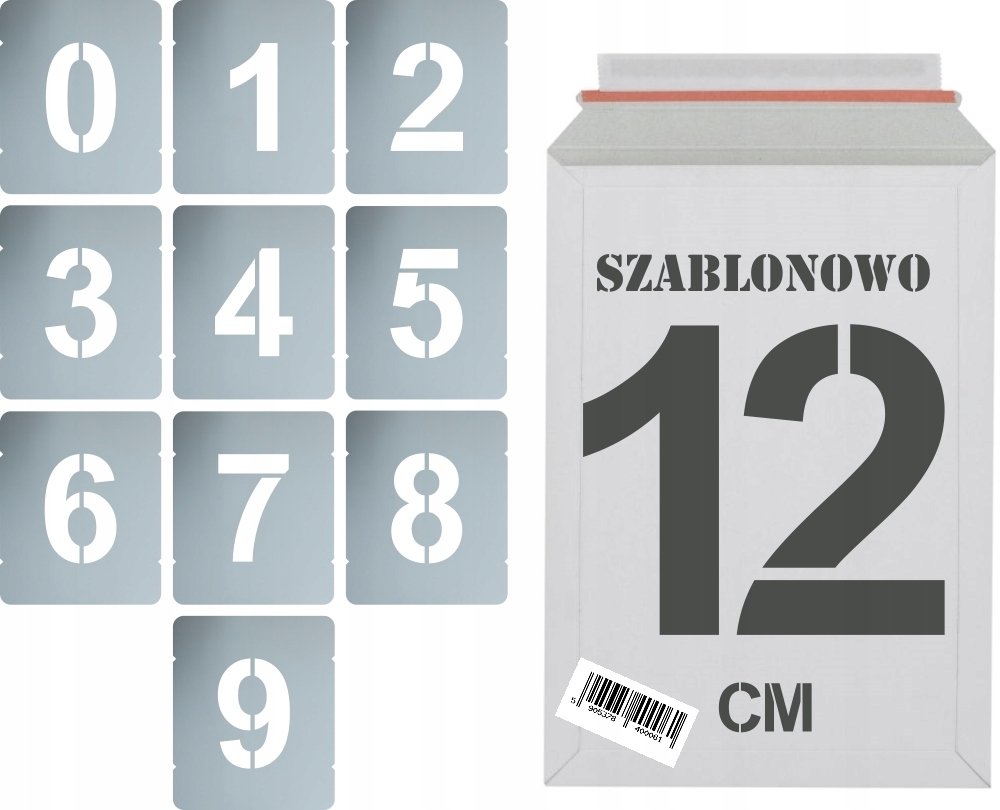 Szablony malarskie wielorazowe Cyfry 12cm zestaw 10szt.