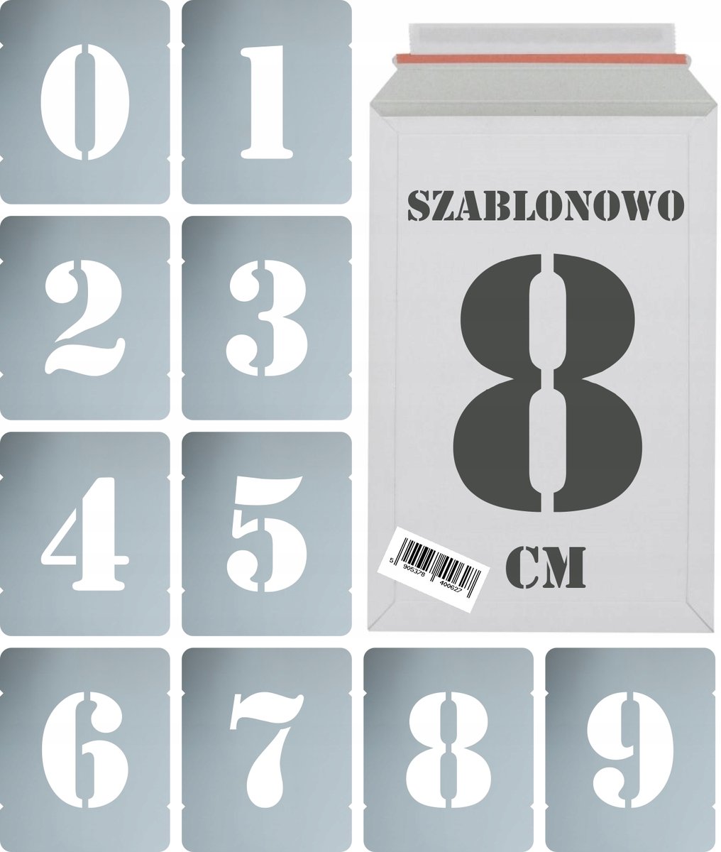 Szablony malarskie wielorazowe Cyfry 8 cm komplet 10szt.