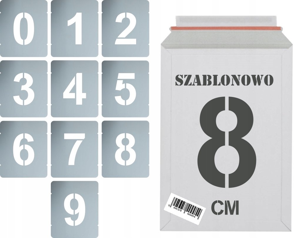 Szablony malarskie wielorazowe Cyfry 8cm zestaw 10szt.