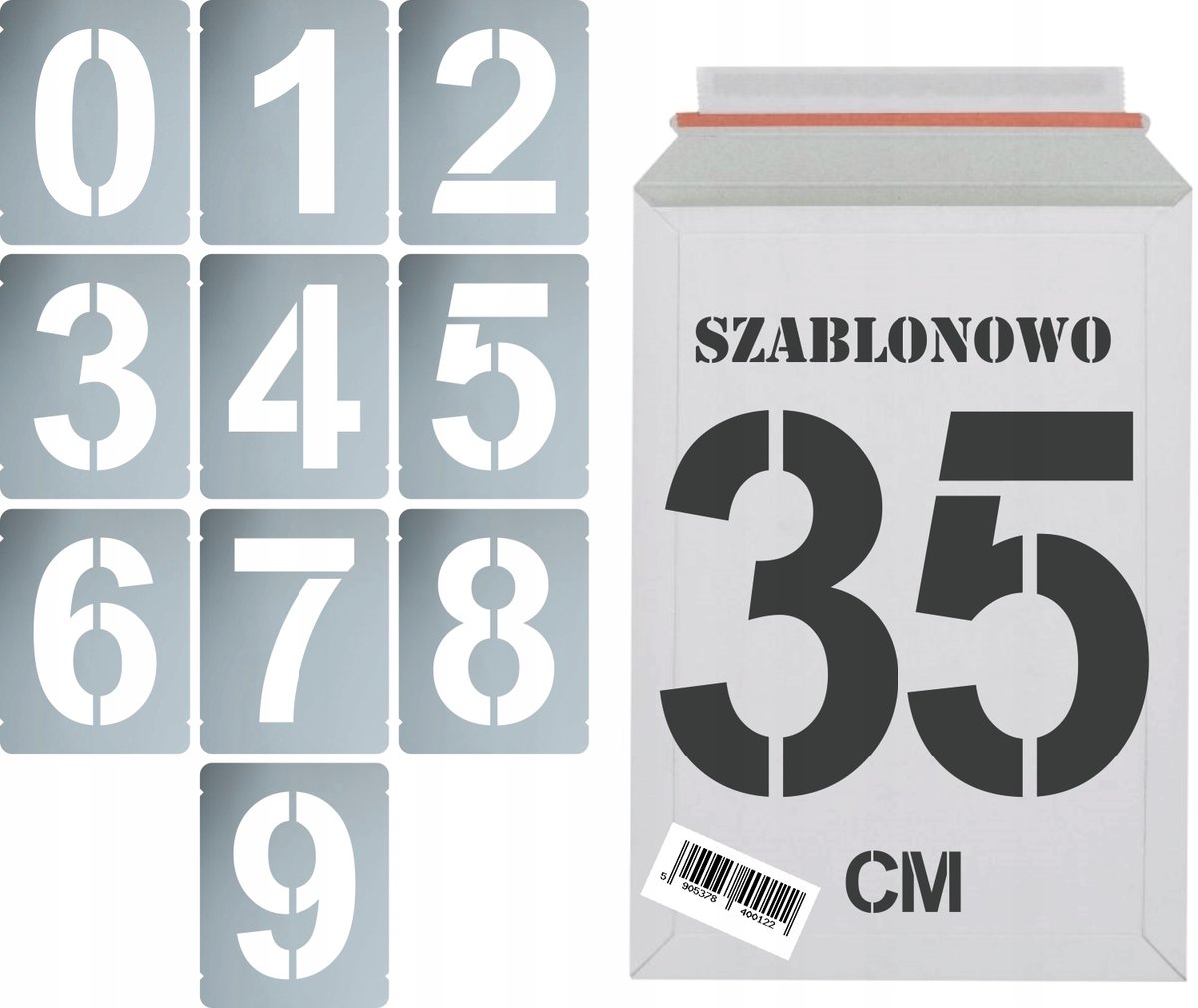 Szablony malarskie wielorazowe Cyfry 35cm zestaw 10szt.