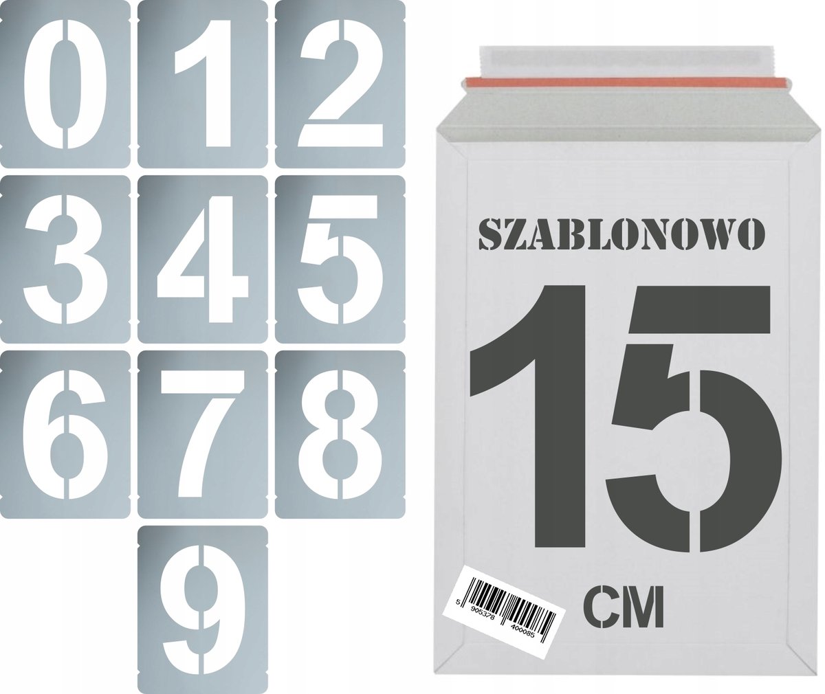 Szablony malarskie wielorazowe Cyfry 15cm zestaw 10szt.