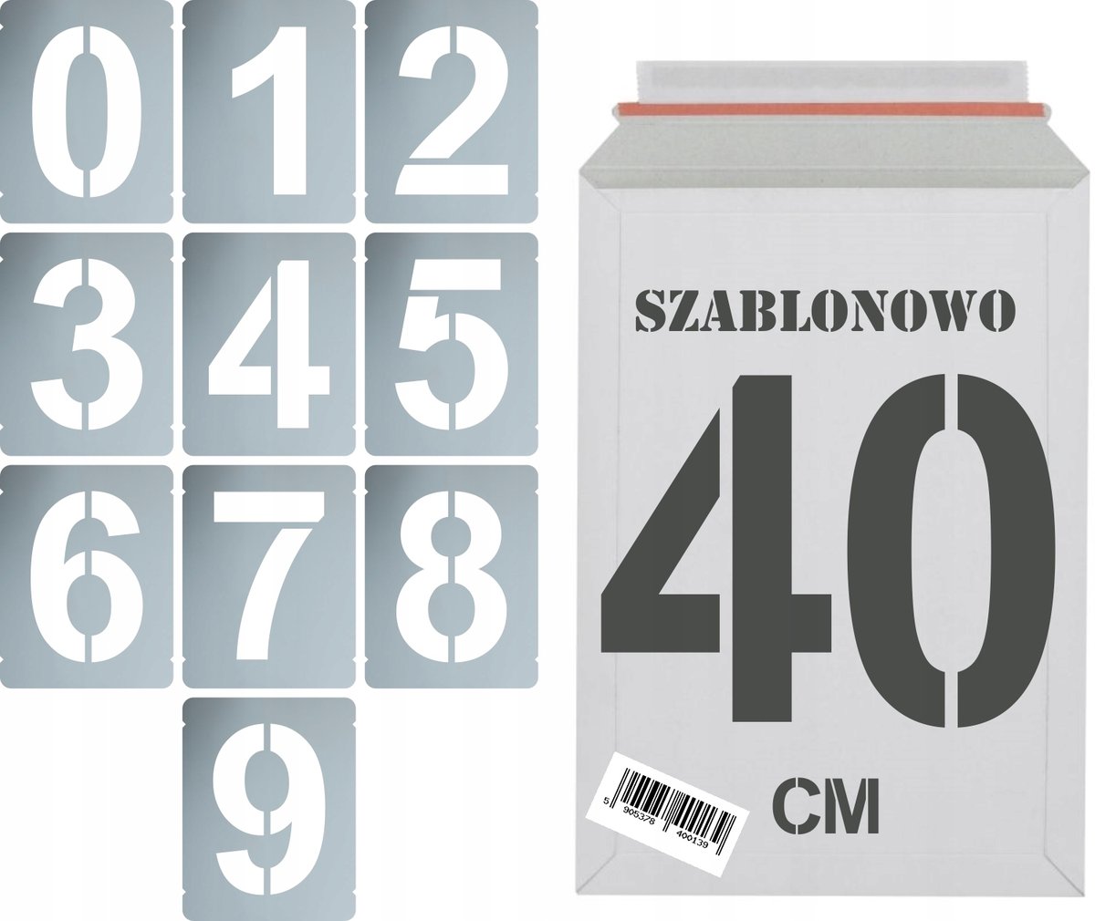 Szablony malarskie wielorazowe Cyfry 40cm zestaw 10szt.