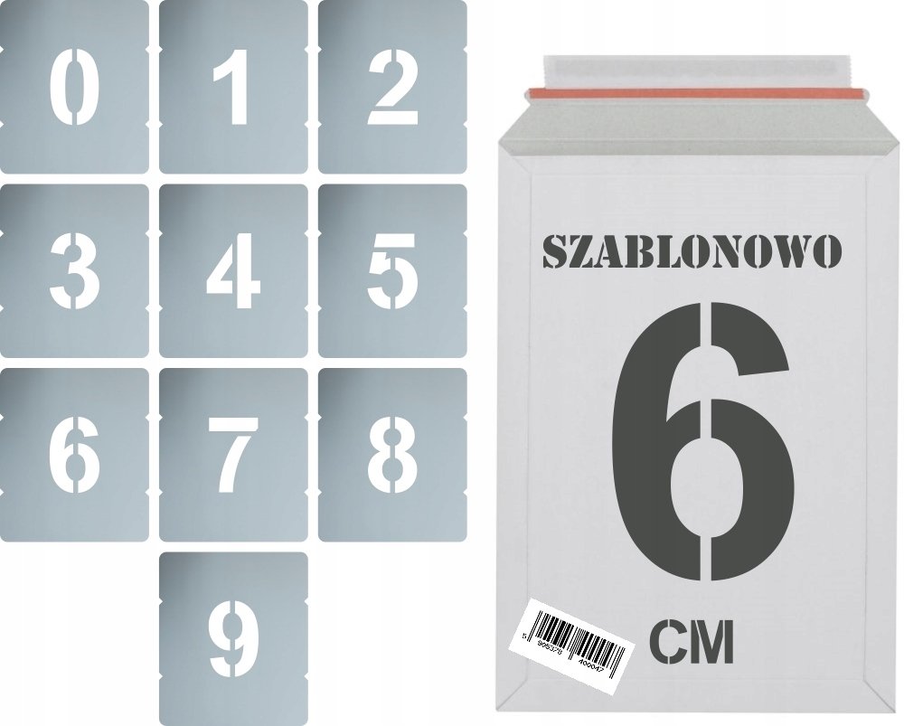 Szablony malarskie wielorazowe Cyfry 6cm zestaw 10szt.