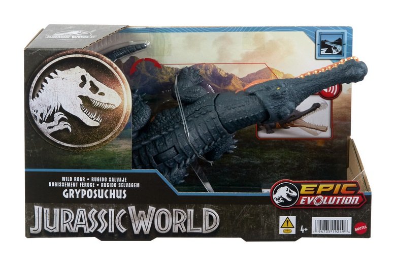 Mattel Jurassic World Groźny Ryk Gryposuchus Dźwięki Dinozaur Dino Krokodyl