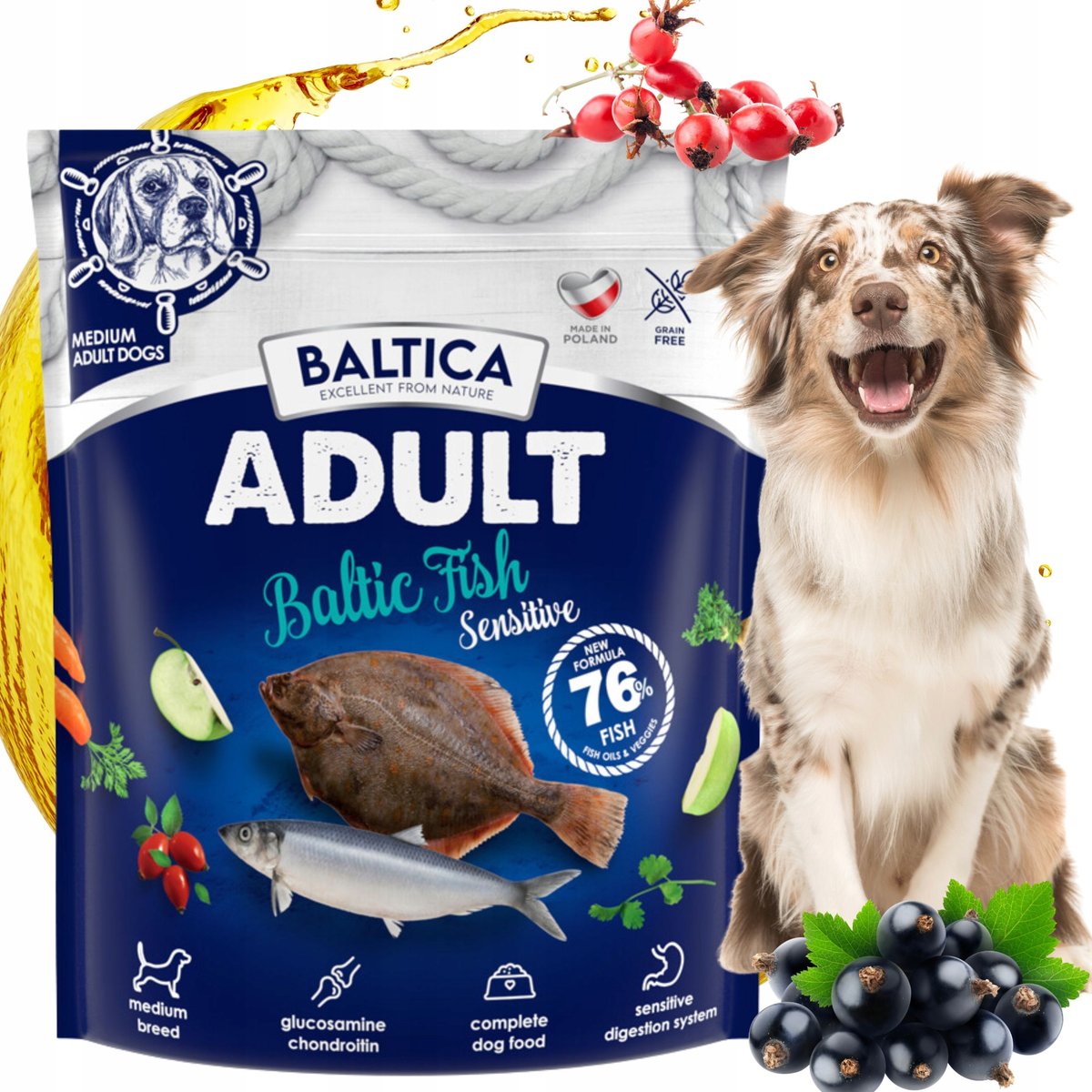 BALTICA karma dla psów średnich ras dzikie ryby bałtyckie BEZZBOŻOWA 1kg