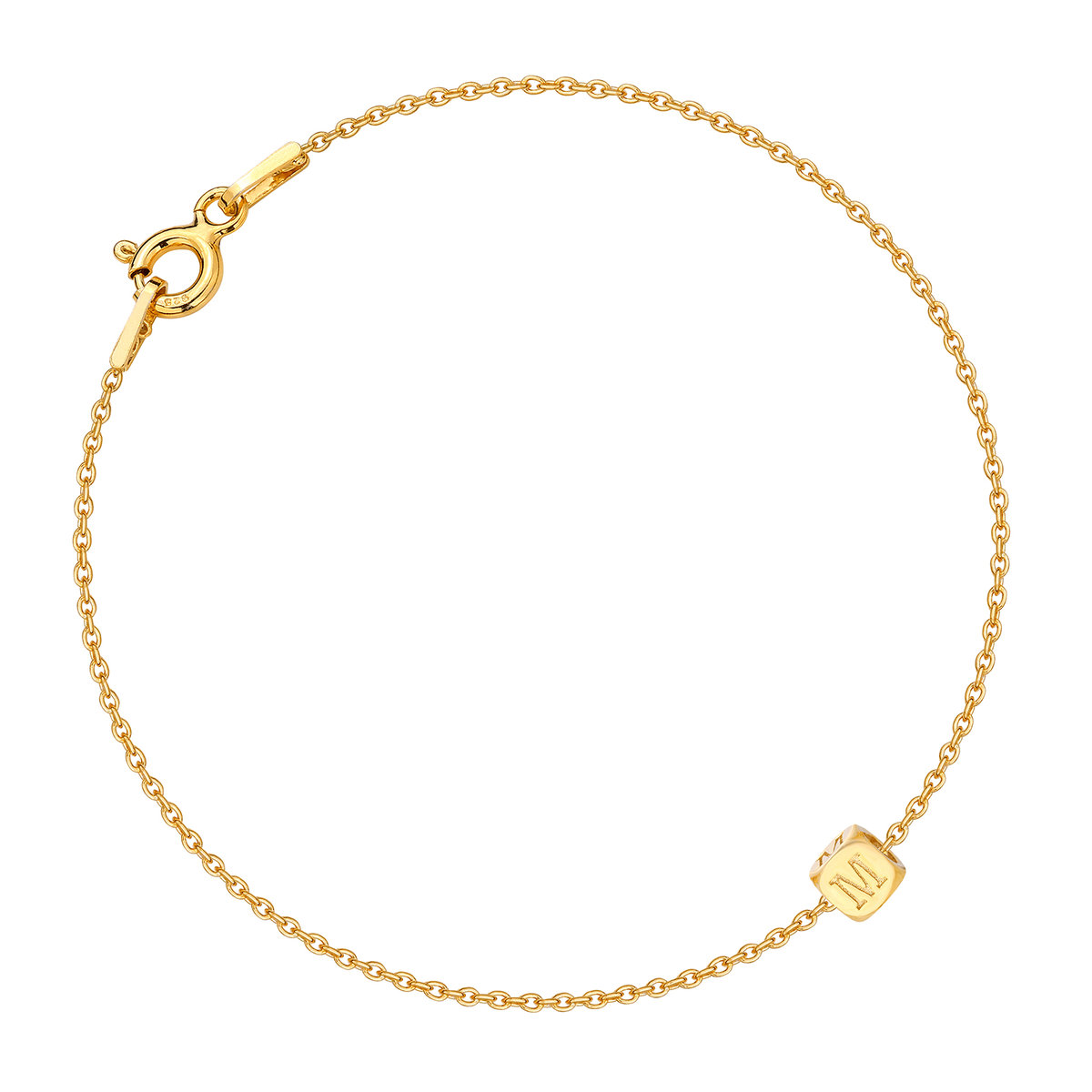 Złota bransoletka - literka M