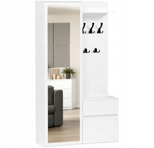 Opinie o ?Garderoba szafa lustro wieszak szafka na buty biała V-5 Producent