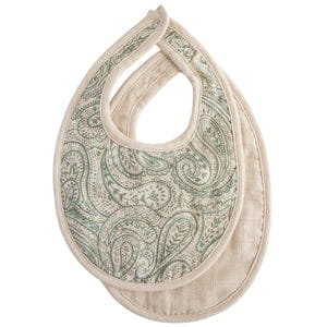 Śliniaki Muślinowe 2-Pack Green Paisley / Fog Mushie