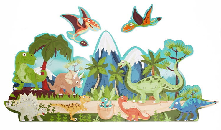 Puzzle 2 w 1 podłogowe i pierwsze puzzle - Dinozaury 80 el. Scratch