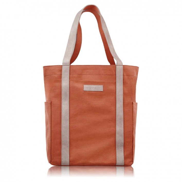 TORBA DAMSKA NA RAMIĘ SHOPPER DUŻA WEGAŃSKA MATERIAŁOWA POJEMNA POMARAŃCZOWA PAOLO PERUZZI E-17-RU