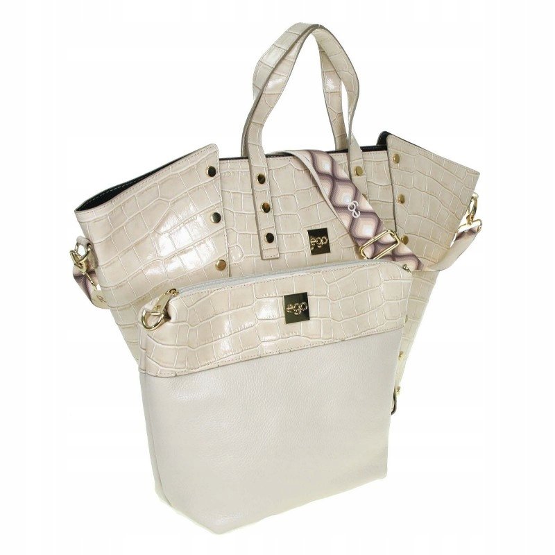 Torebka Damska EGO Skóra Naturalna Pojemna Koszyk Na Ramię Torebki Zestaw