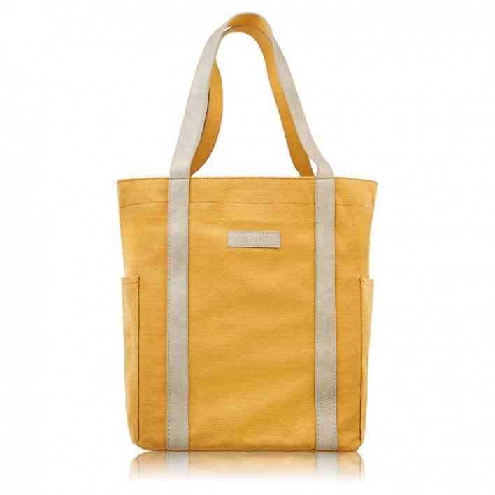 TORBA DAMSKA NA RAMIĘ SHOPPER DUŻA WEGAŃSKA MATERIAŁOWA POJEMNA ŻÓŁTA PAOLO PERUZZI E-17-YL