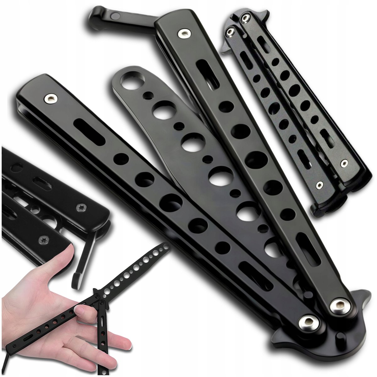 Nóż motylkowy treningowy BUTTERFLY KNIFE motylek do treningu składany tępy