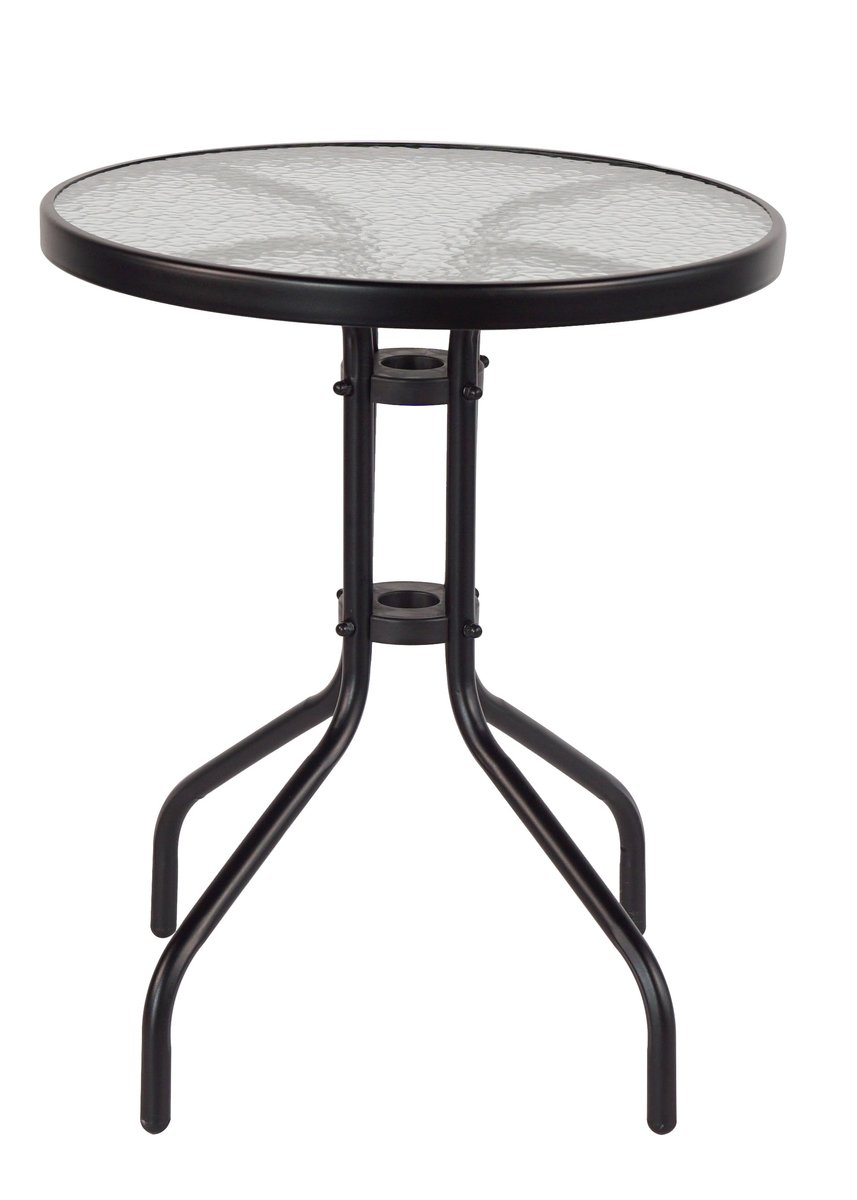 OKRĄGŁY STOLIK NA BALKON TARAS SZKLANY BLAT KAWOWY STÓŁ OGRODOWY METALOWY