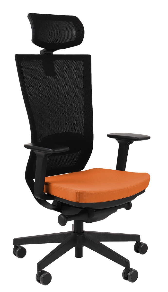 Ergonomiczny Fotel Biurowy Grospol Marti BS HD R11 Black Tkanina Note N11 Pomarańczowy