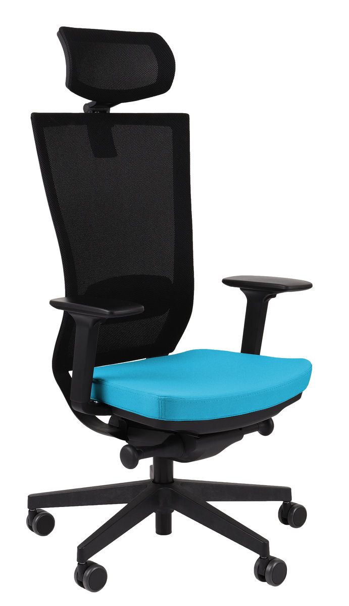 Ergonomiczny Fotel Biurowy Grospol Marti BS HD R11 Black Tkanina Note N10 Turkusowy
