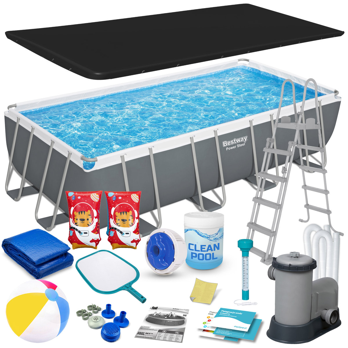 Basen ogrodowy stelażowy 549x274x122cm Bestway zestaw 18w1 56465N