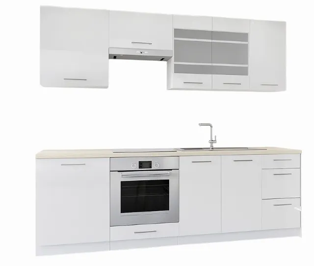 Zestaw białych szafek kuchennych 8 sztuk 240 cm K5-H11