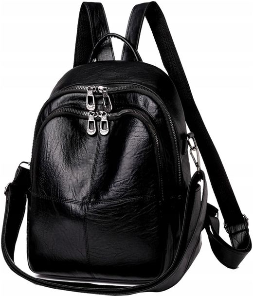 Damski Plecak Miejski Czarny Pojemny Szkolny 2w1