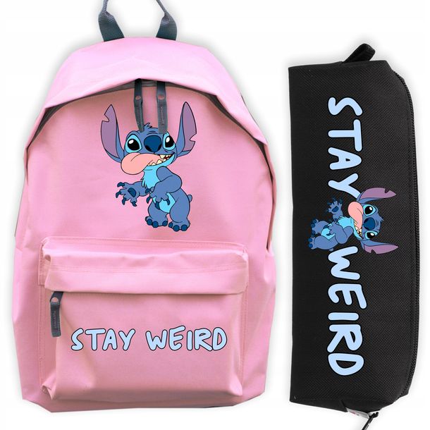 ﻿ZESTAW PLECAK + CZARNY PIÓRNIK Prezent Dla Dziecka LILO STICH Stay Weird