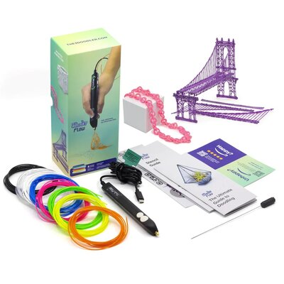 3Doodler Długopis 3D  3DOODLER FLOW ESSENTIALS ZESTAW DŁUGOPISU DO DRUKOWANIA 3D + 8 SZT RÓŻNOKOLOROWYCH SZPUL FILAMENTU 1,75MM FLOW