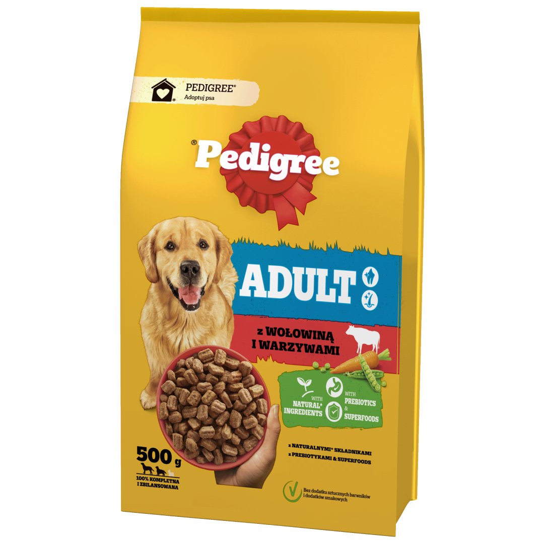 Pedigree Adult 500g Z Wołowiną I Warzywami Sucha Karma Dla Psów Średnich I Dużych Ras