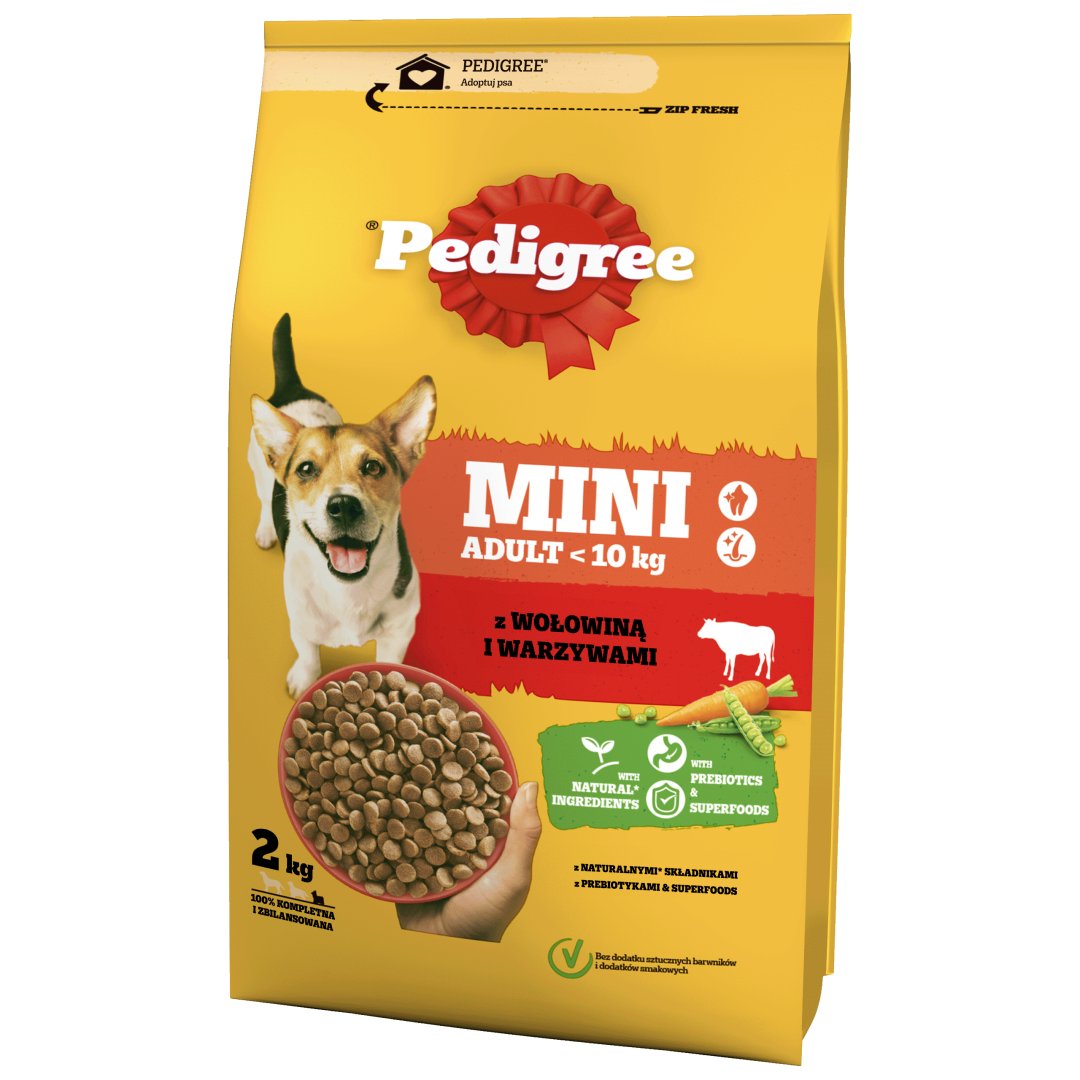 Pedigree Adult Mini 2kg Z Wołowiną I Warzywami Sucha Karma Dla Psów Małych Ras