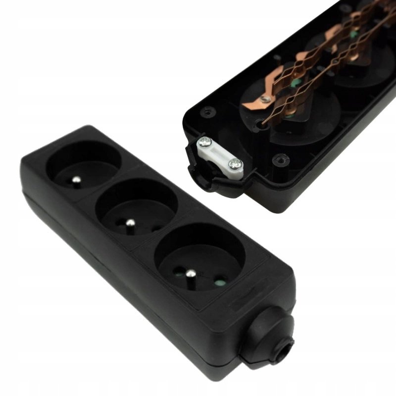 Listwa Zasilająca Czarna Przedłużacz 3 Gniazda z Uziemieniem 13A 3000W