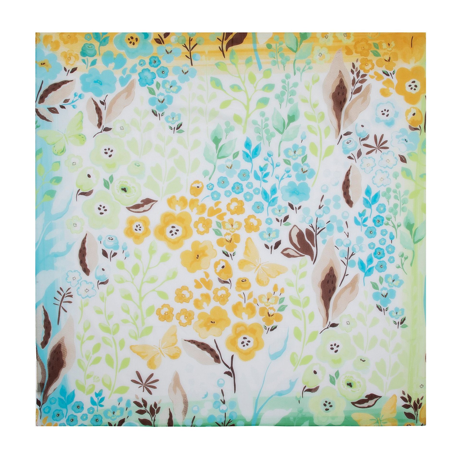 Wzorzysta damska chusta żółto - niebieska