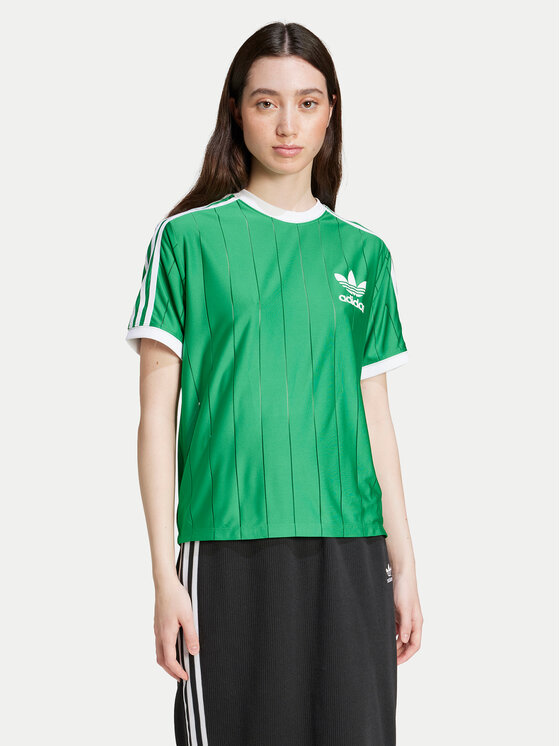 adidas T-Shirt adicolor 3-Stripes IY7227 Zielony Loose Fit