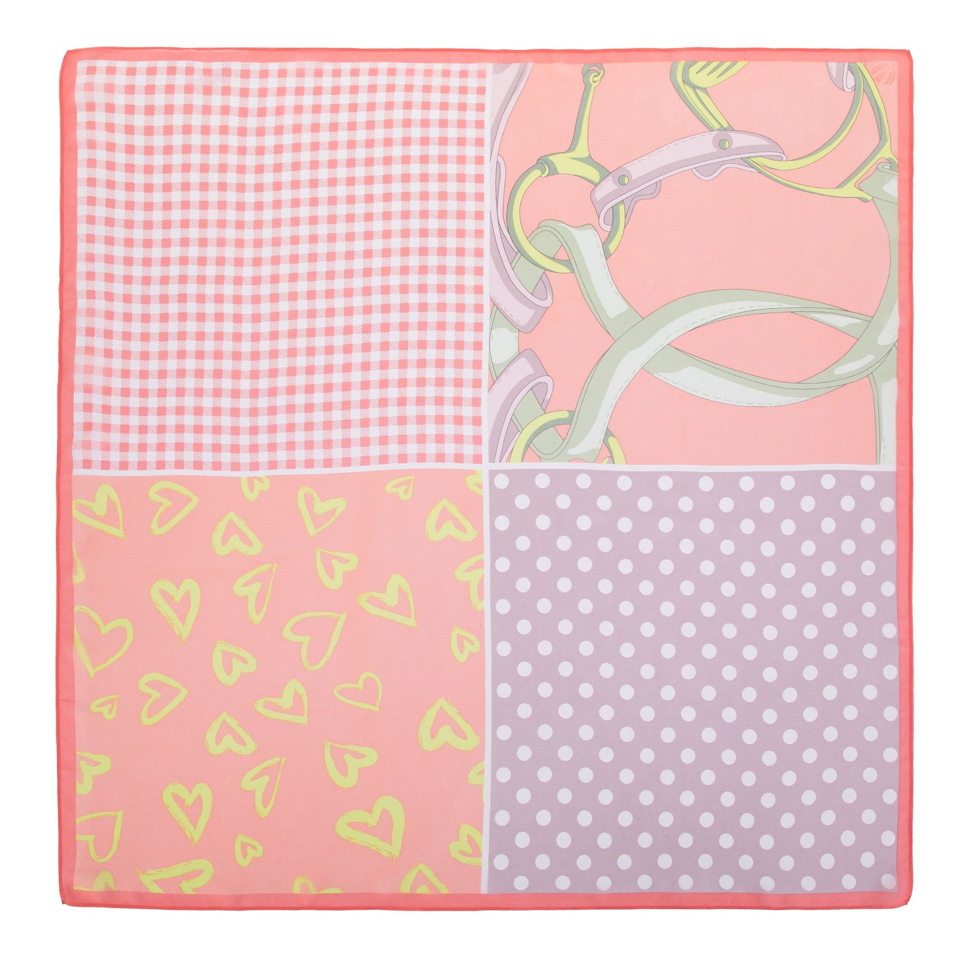 Damska apaszka wzorzysta jedwabna beżowo - morelowa