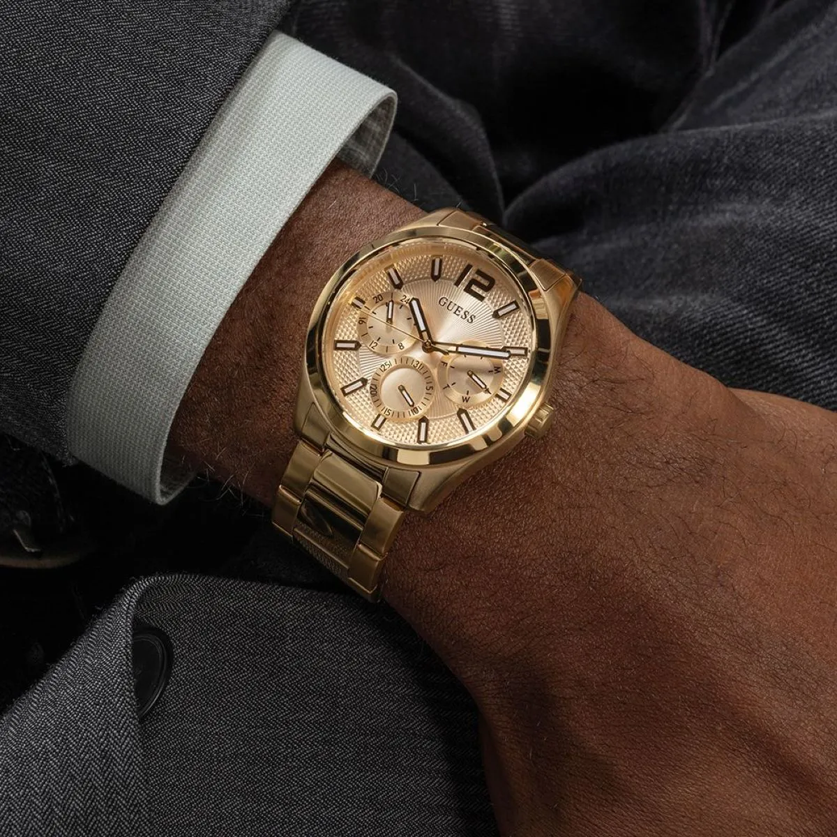 Guess Zen zegarek męski na bransolecie złoty GW0707G3