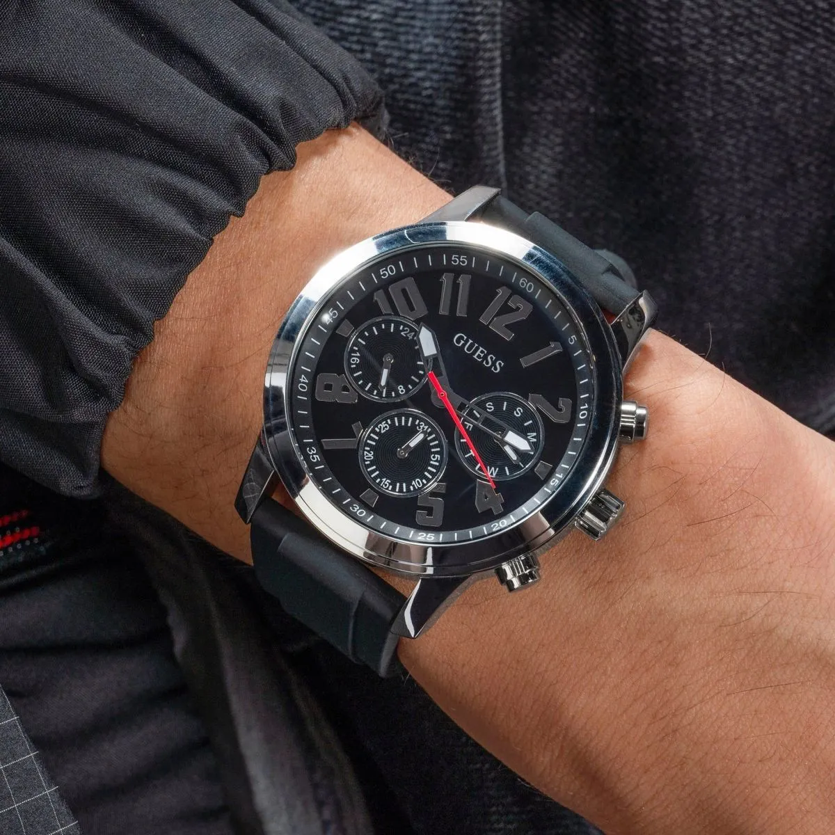 Guess Parker zegarek męski na pasku czarny GW0708G1