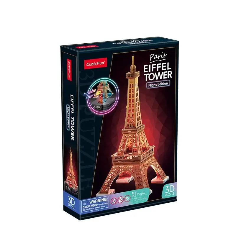 Puzzle 3D Wieża Eiffla LED - Cubic Fun
