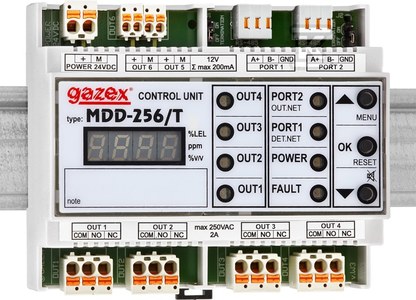 Moduł sterujący MDD-256/T nadzorczy, max 224 detekt., max 21 urządzeń dodat., 2x RS485, 4 wyj.styk., 2 wyj.alarm.12V