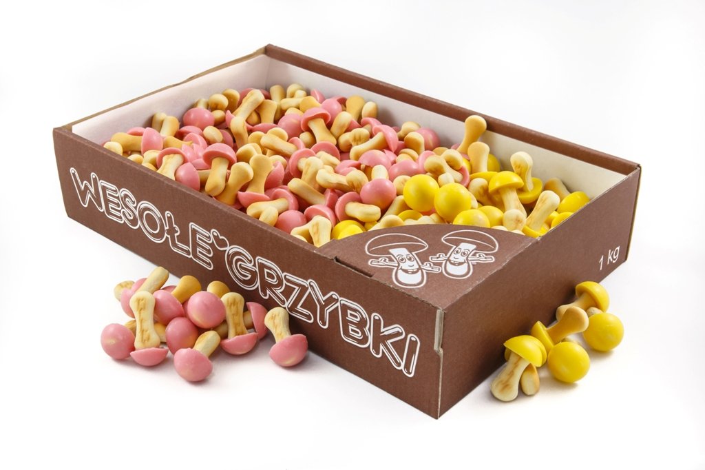 Wesołe Grzybki truskawkowo-bananowe - 1kg.