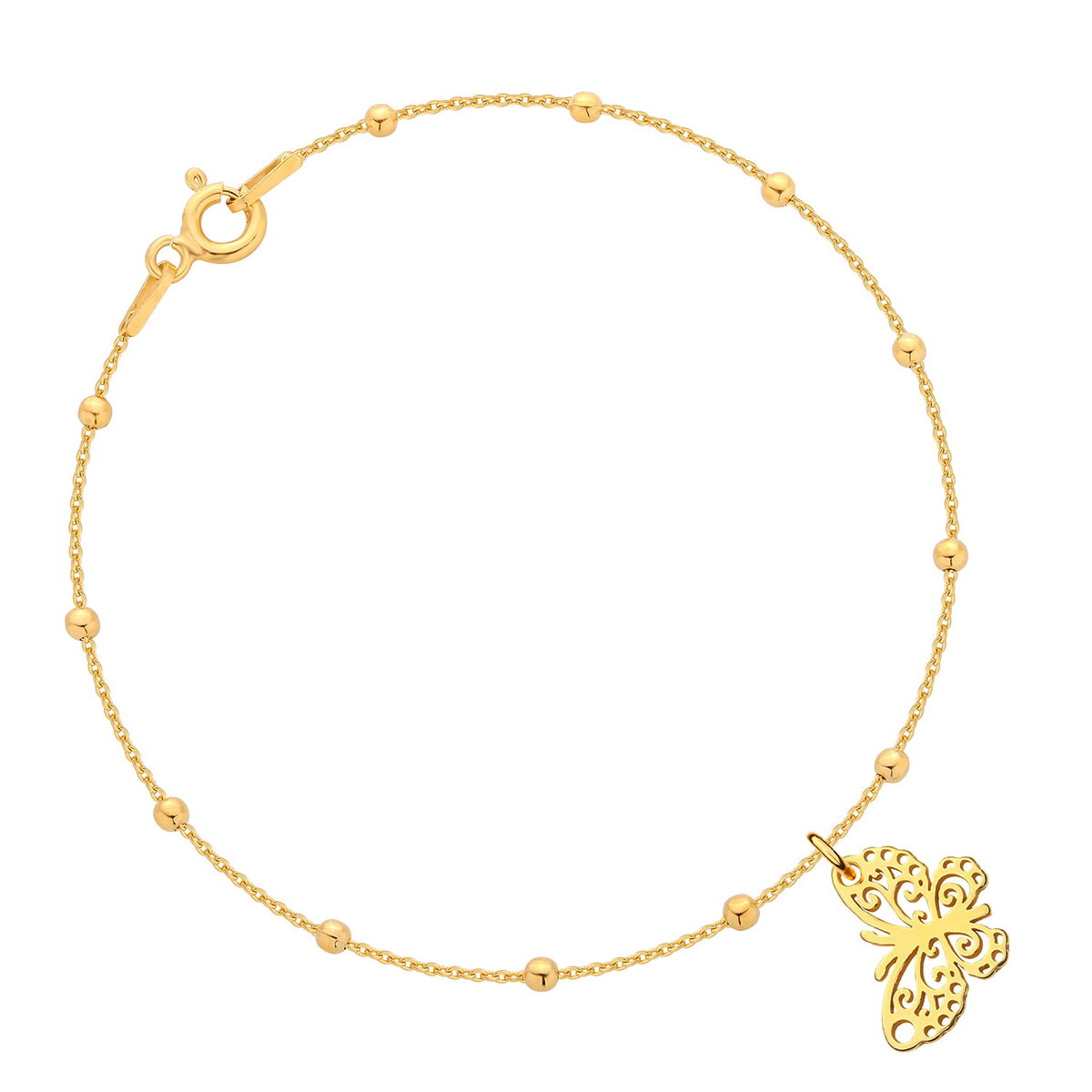 Bransoletka pozłacana z motylkiem