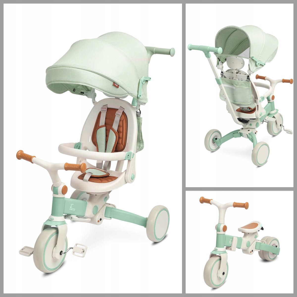 ROWEREK 3W1: TRÓJKOŁOWY BIEGOWY SPACERÓWKA OBROTOWA BUDKA REGULACJA TORBA