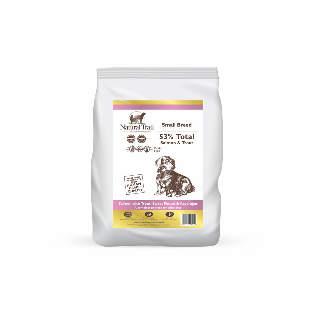 NATURAL TRAIL Dog GF Small Breed Salmon with Trout, sweet potatoes & asparagus 2kg