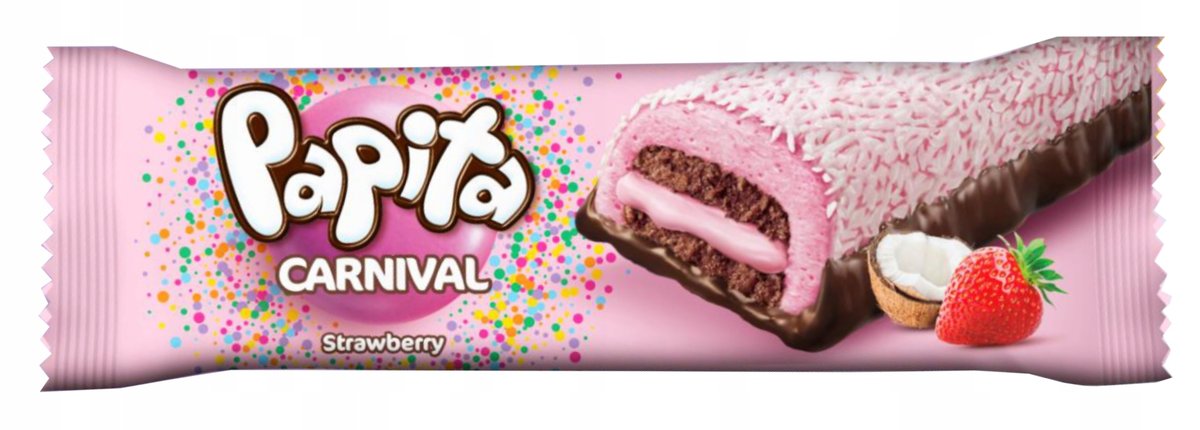 Papita Carnival Ciastka kakaowe z pianką i nadzieniem truskawkowym 36 g