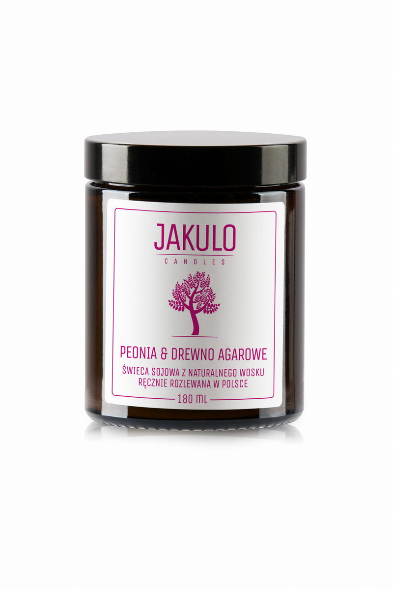 Świeca sojowa - Peonia i Drewno Agarowe 180ml / JAKULO