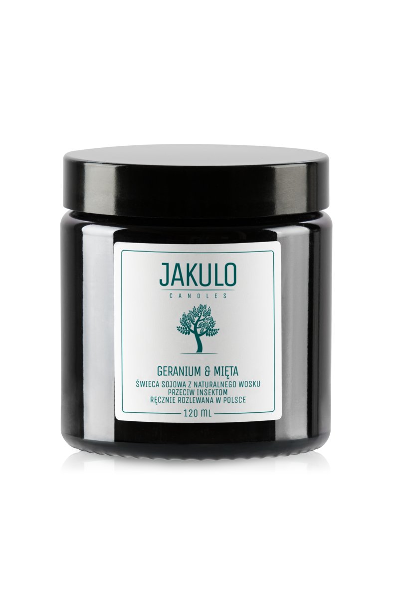 Świeca sojowa przeciw insektom - Geranium i Mięta 120ml / JAKULO