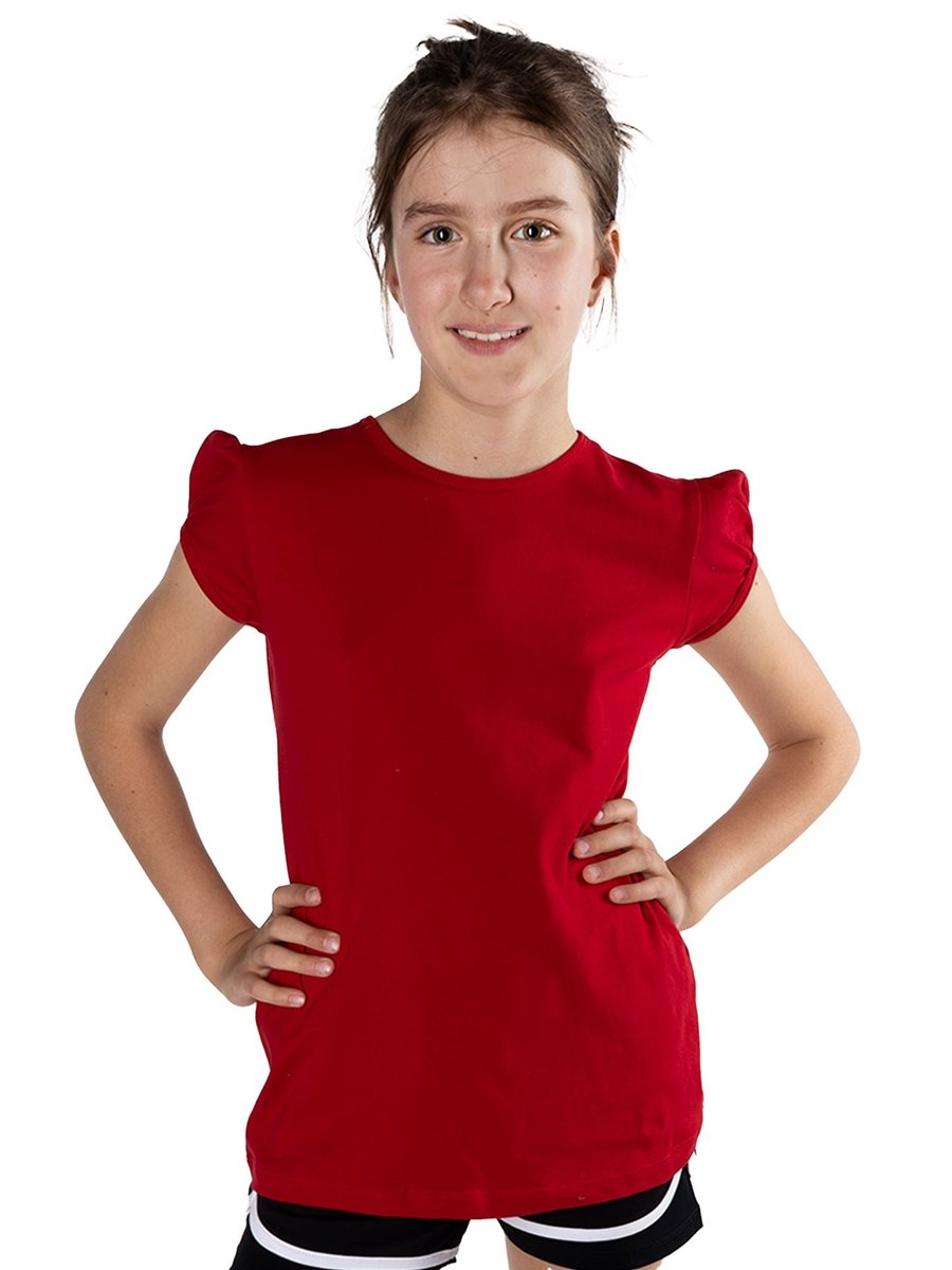 Koszulka dziewczęca t-shirt bawełniany czerwony 110-116 YOCLUB