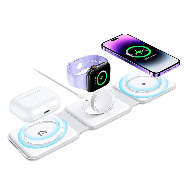 bezprzewodowa indukcyjna biały 3w1 telefon słuchawki zegarek